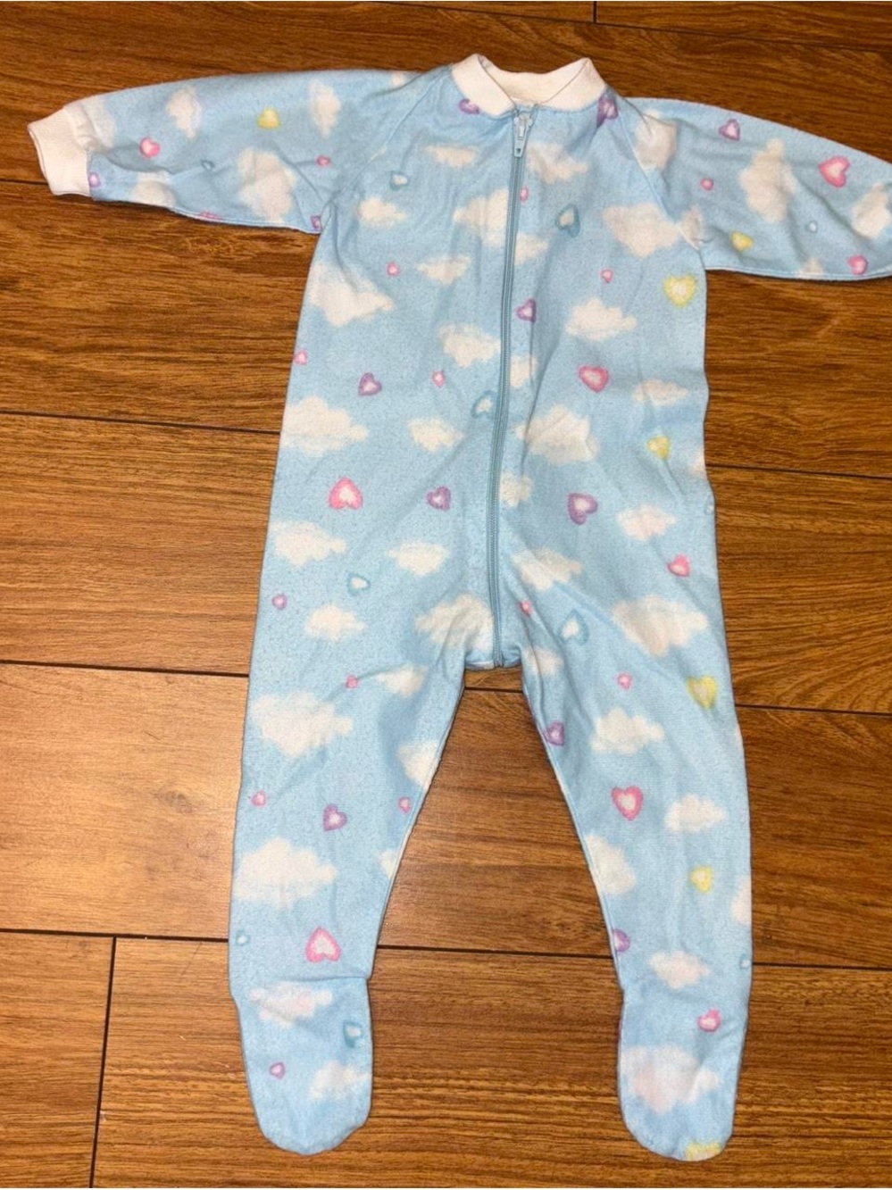 Vintage 90s preemie onesie with hearts and clouds